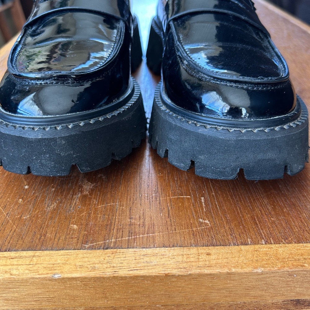 Astra Glossy Black Platform Penny  Loafers - Picture 9 of 9
